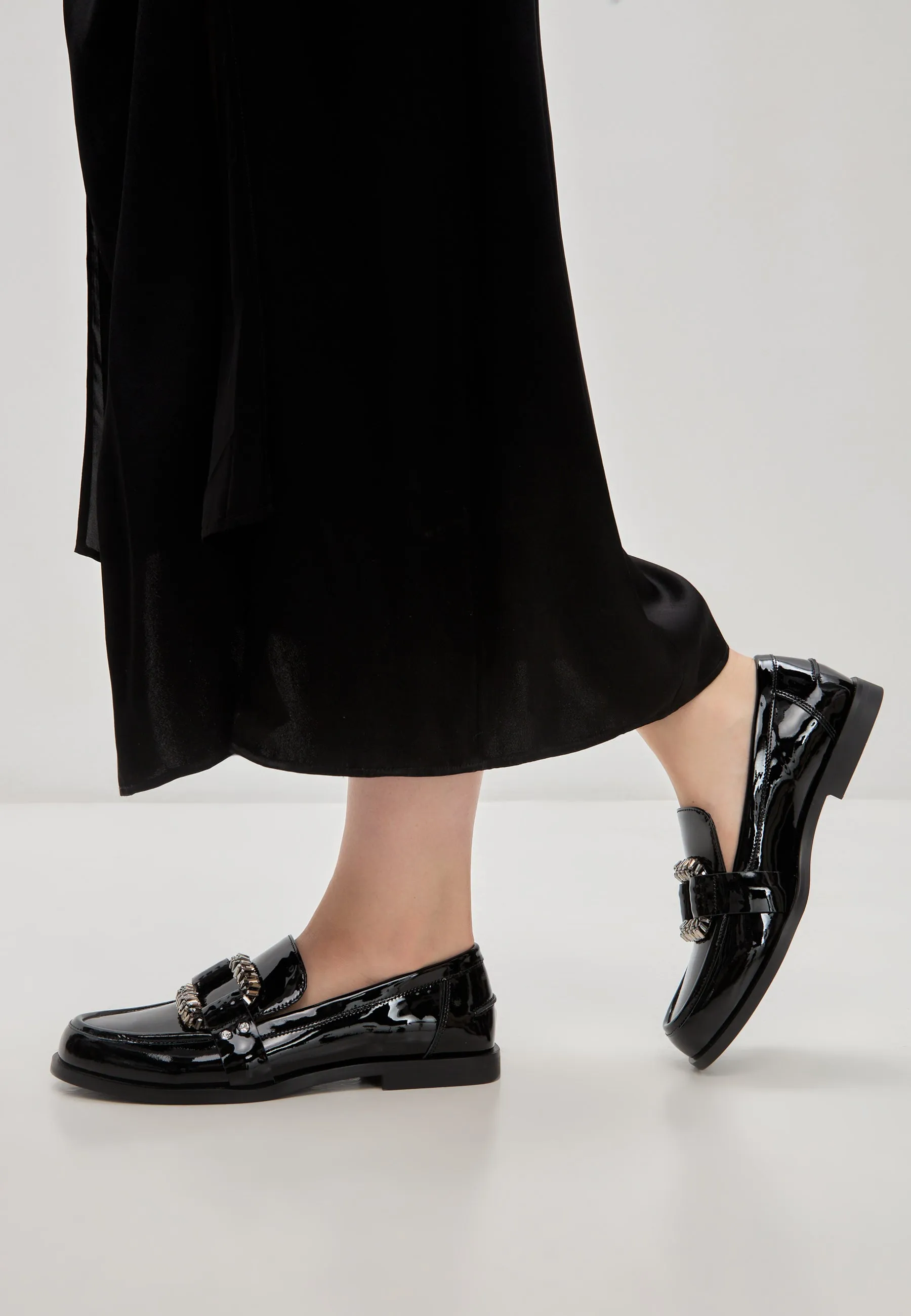 Loafers with Crystal Embellishment Bagheera - Patent Black