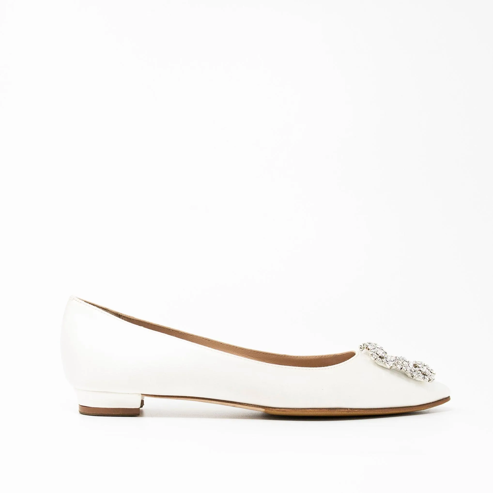 Manolo Blahnik Cream Hangisi Flats 38.5