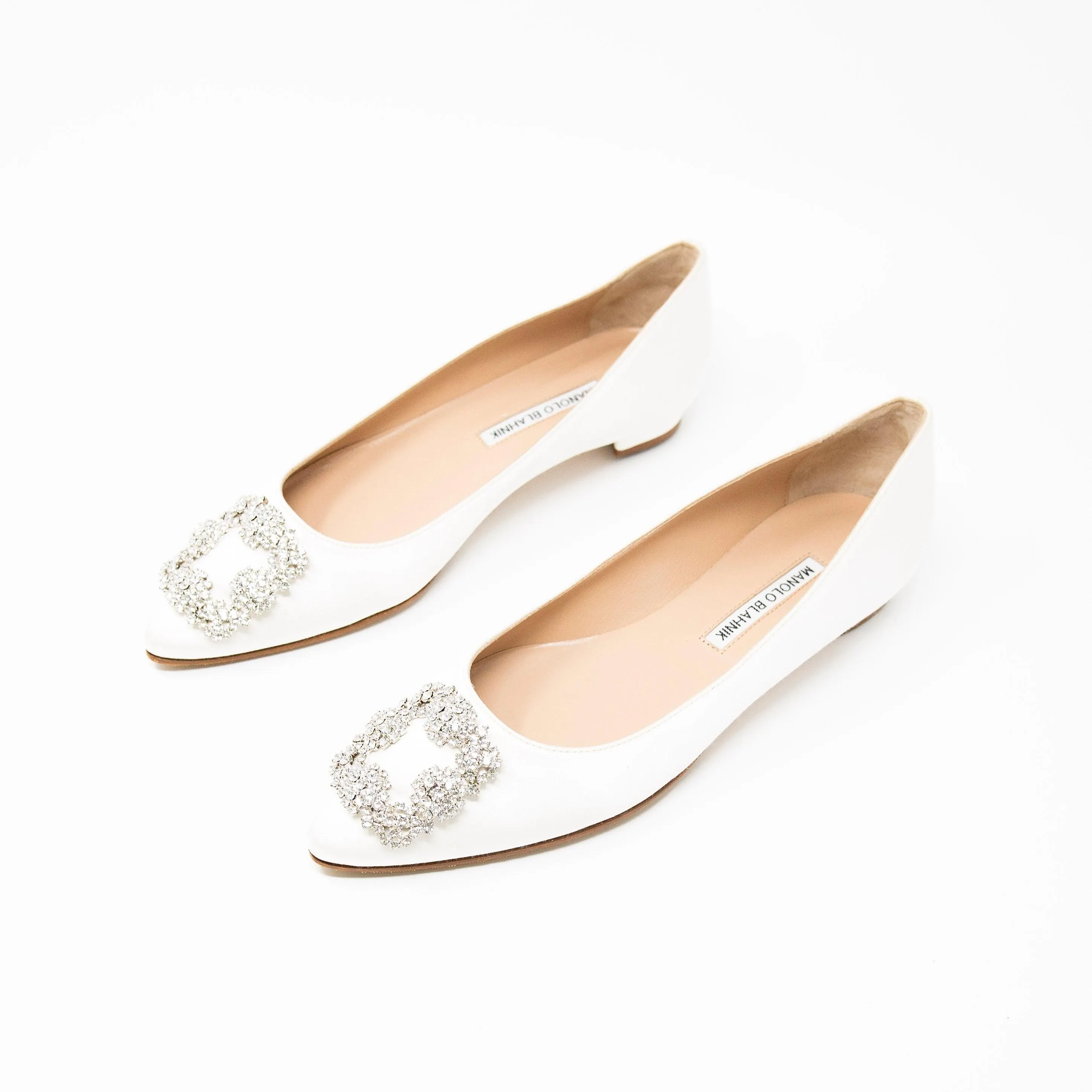 Manolo Blahnik Cream Hangisi Flats 38.5