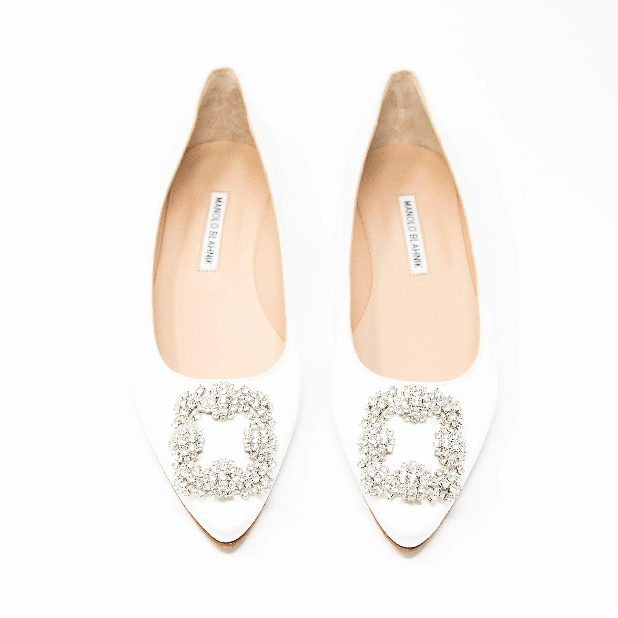 Manolo Blahnik Cream Hangisi Flats 38.5