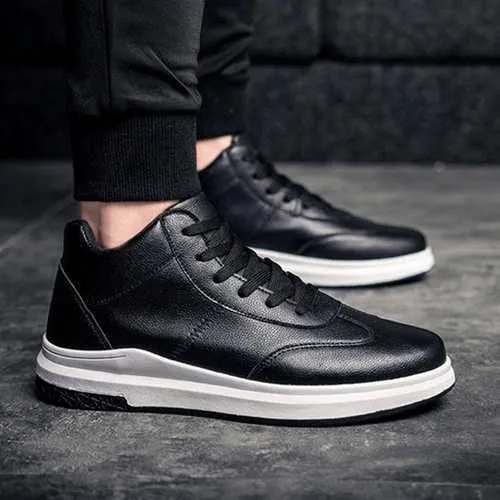 Men Comfortable Genuine Leather High Top Sneakers