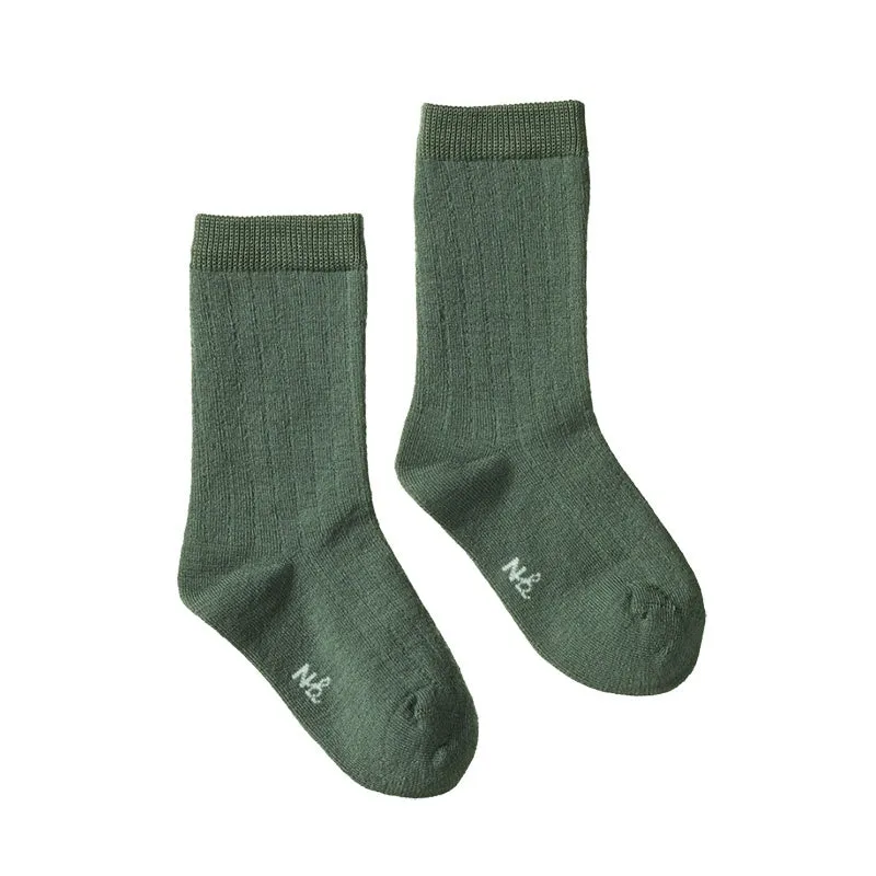 Nature Baby Organic Wool Rib Socks - Nettle