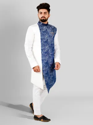 Navy Blue & White Kurta | Azania