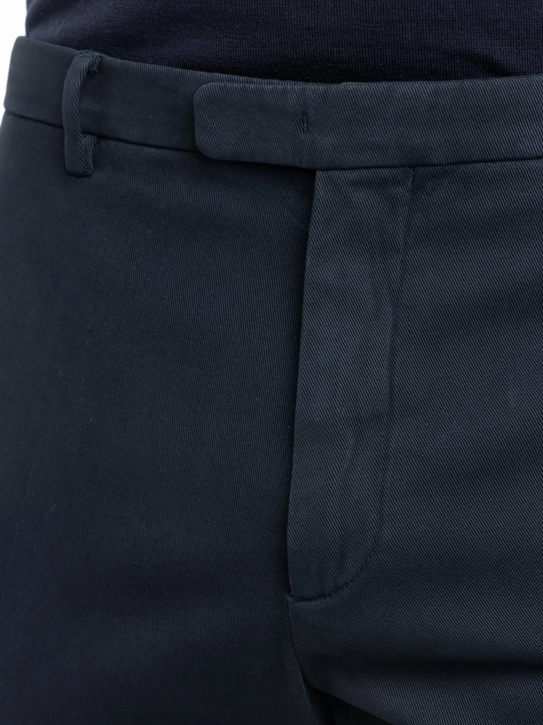 Navy Cotton Pleated Trousers