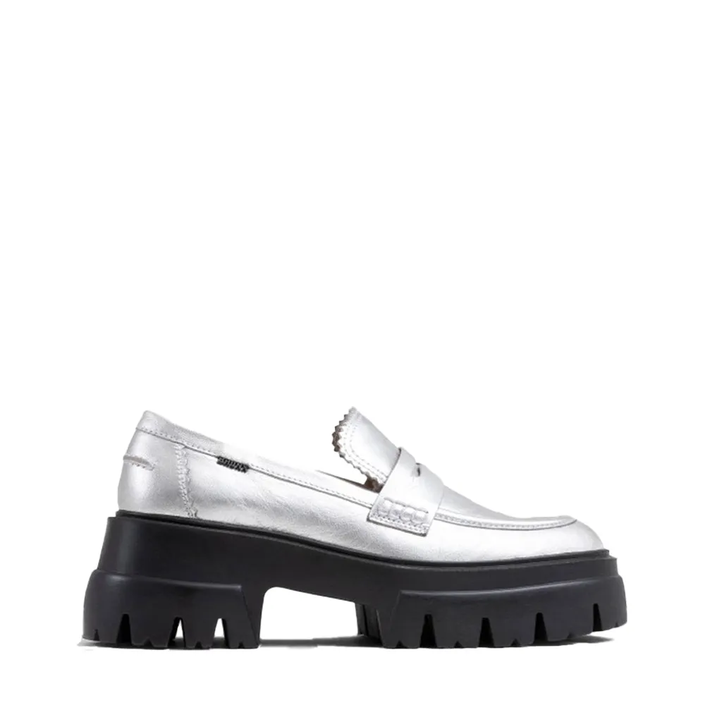 O Tizz Matt Silver Chunky Loafers