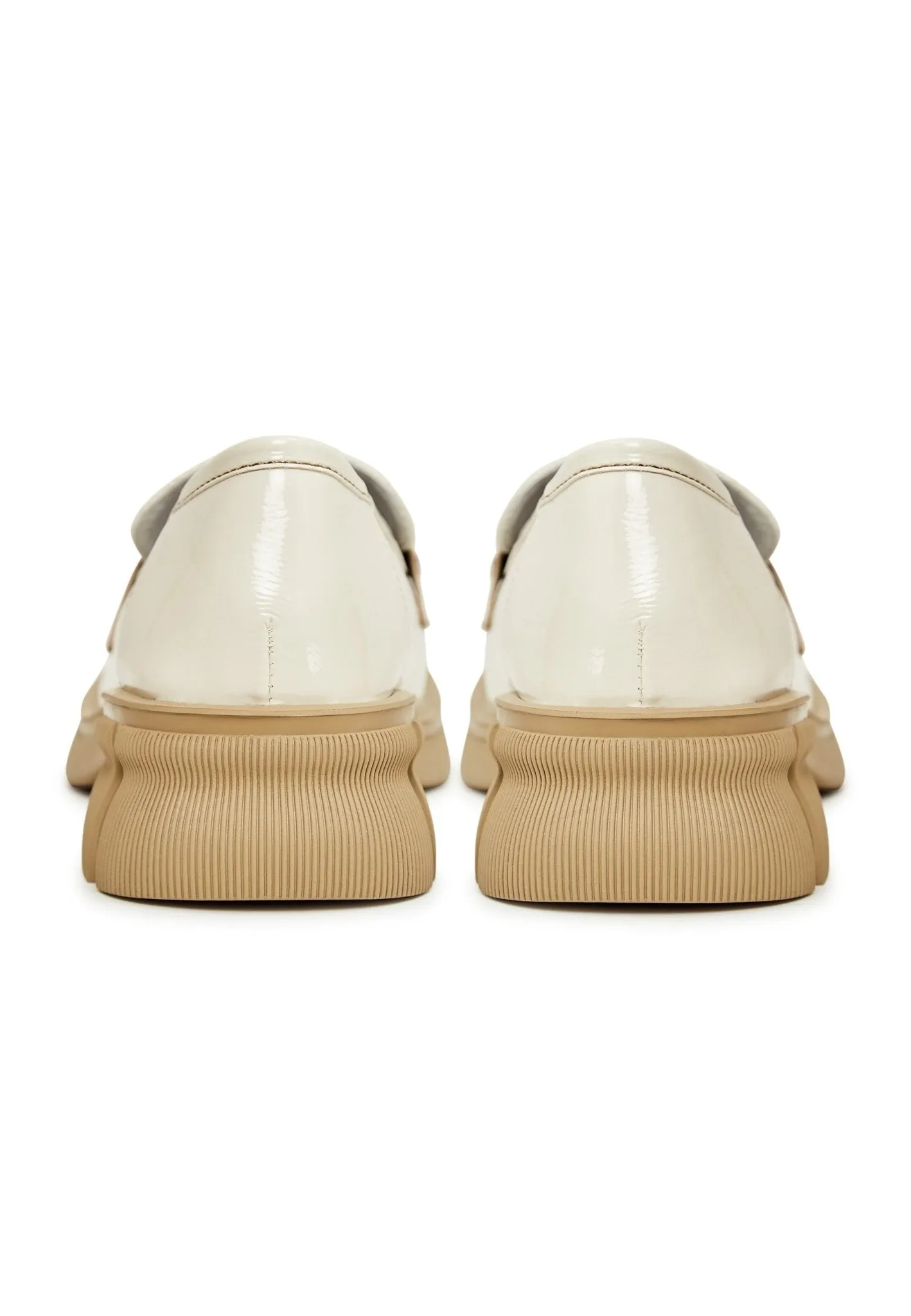 Patent Leather Loafers - Beige