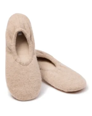 Petite Plume Beige Cashmere Sock Slippers