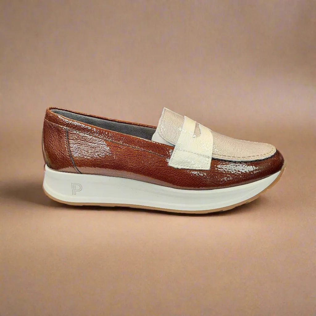 Pitillos Sporty Loafer Brown/Taupe combi Leather Slip On 10202 CUERO sale