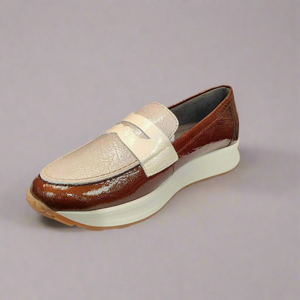 Pitillos Sporty Loafer Brown/Taupe combi Leather Slip On 10202 CUERO sale