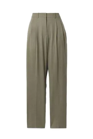 Pleated Wool-Twill Tapered Pants