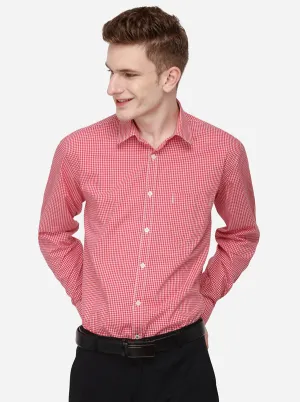 Red & White Checked Regular Fit Casual Shirt | Greenfibre