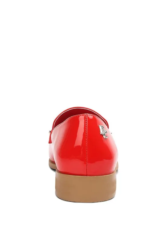 Red Meanbabe Semicasual Stud Detail Patent Loafers