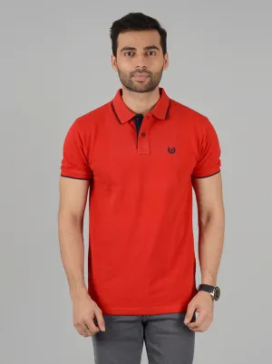 Red Solid Slim Fit Polo T-Shirt | Greenfibre