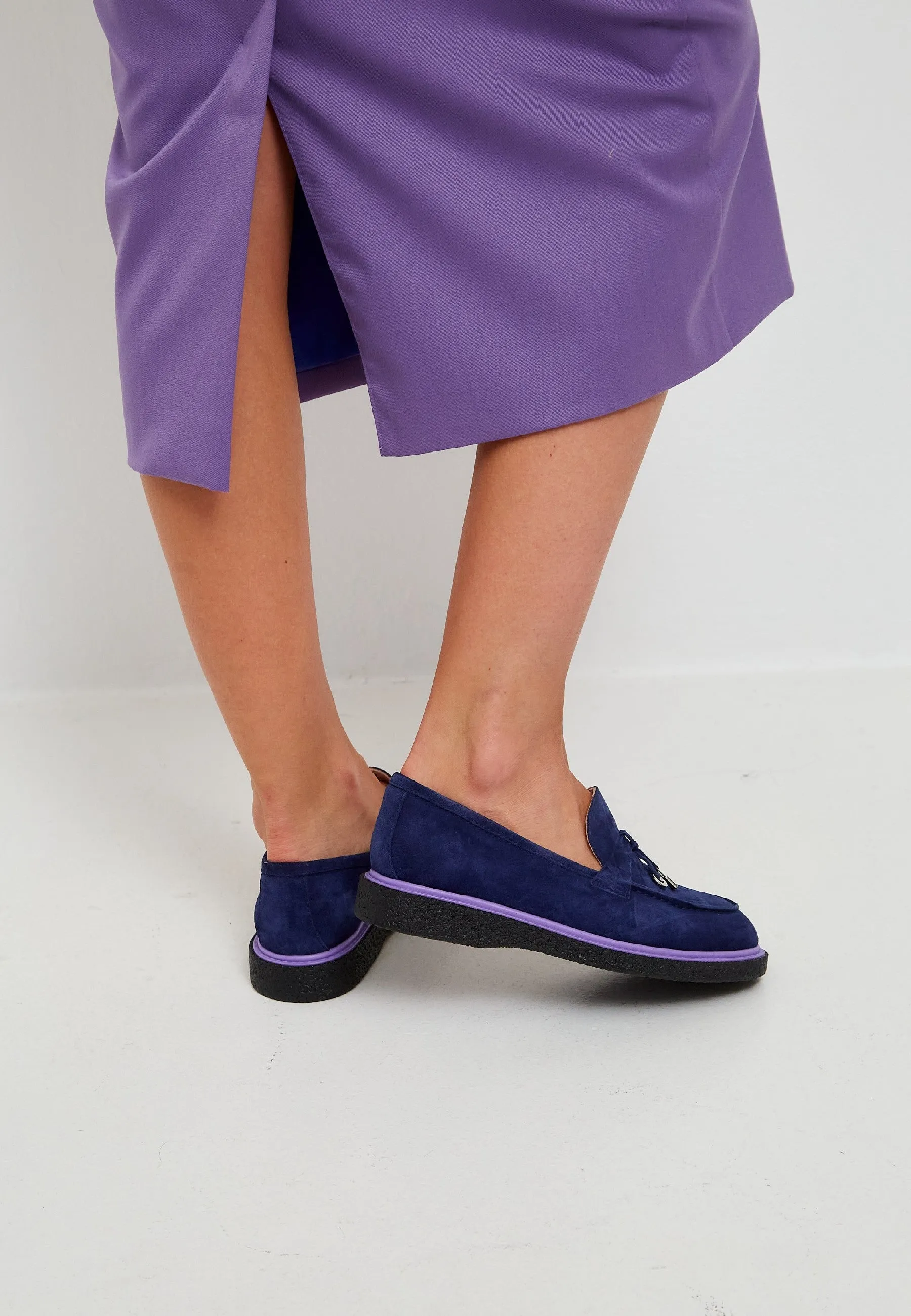 Suede Slip-On Loafers - Navy blue