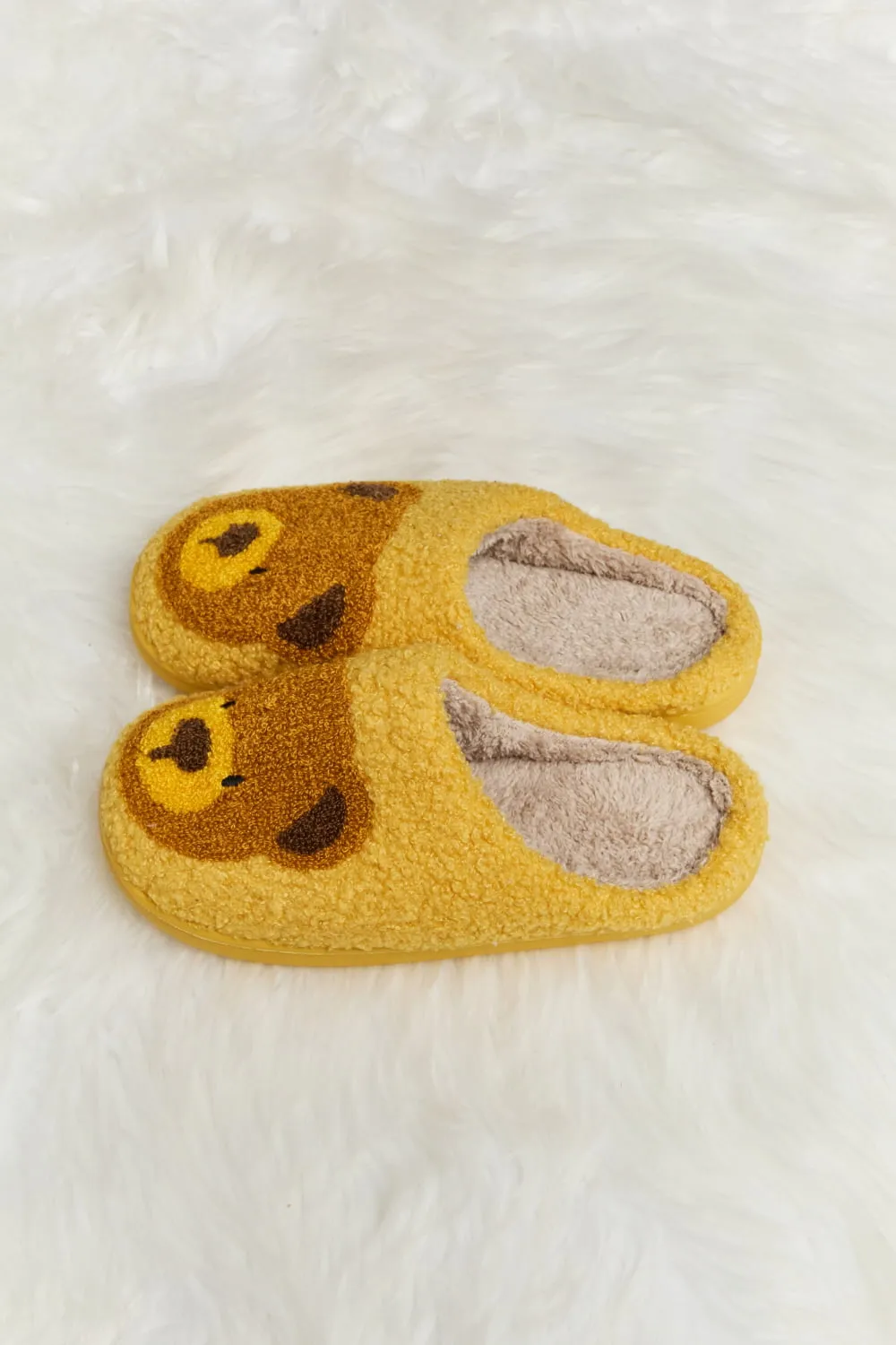 Teddy Bear Print Plush Slide Slippers