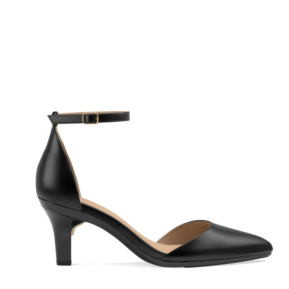 The D'Orsay Wide Width - Coal Leather 3 Stiletto