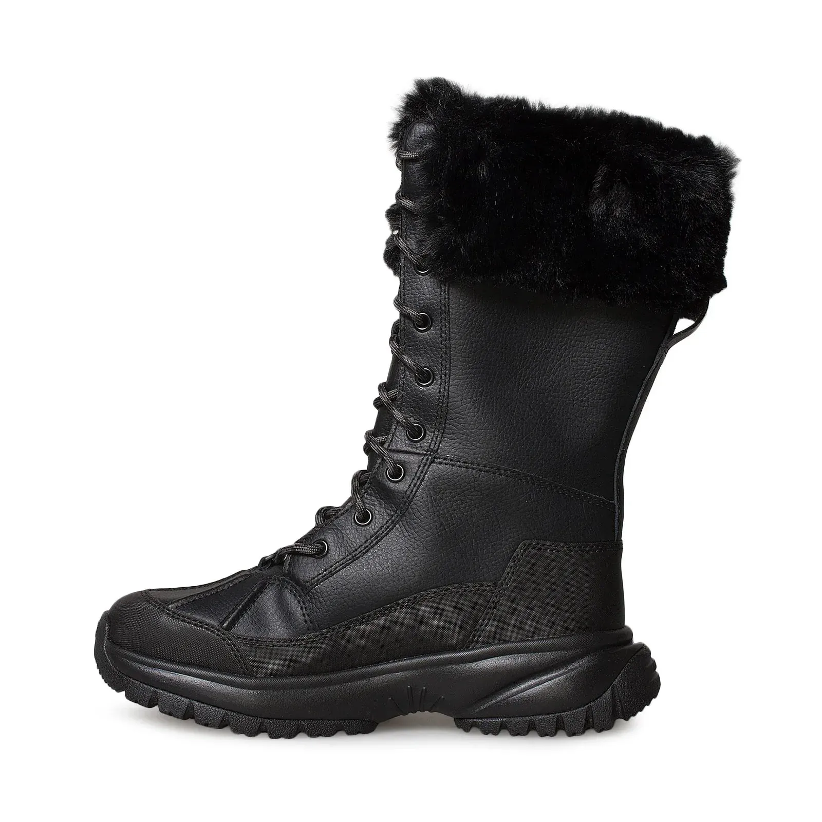 UGG Yose Tall Fluff Black Boots - Women's