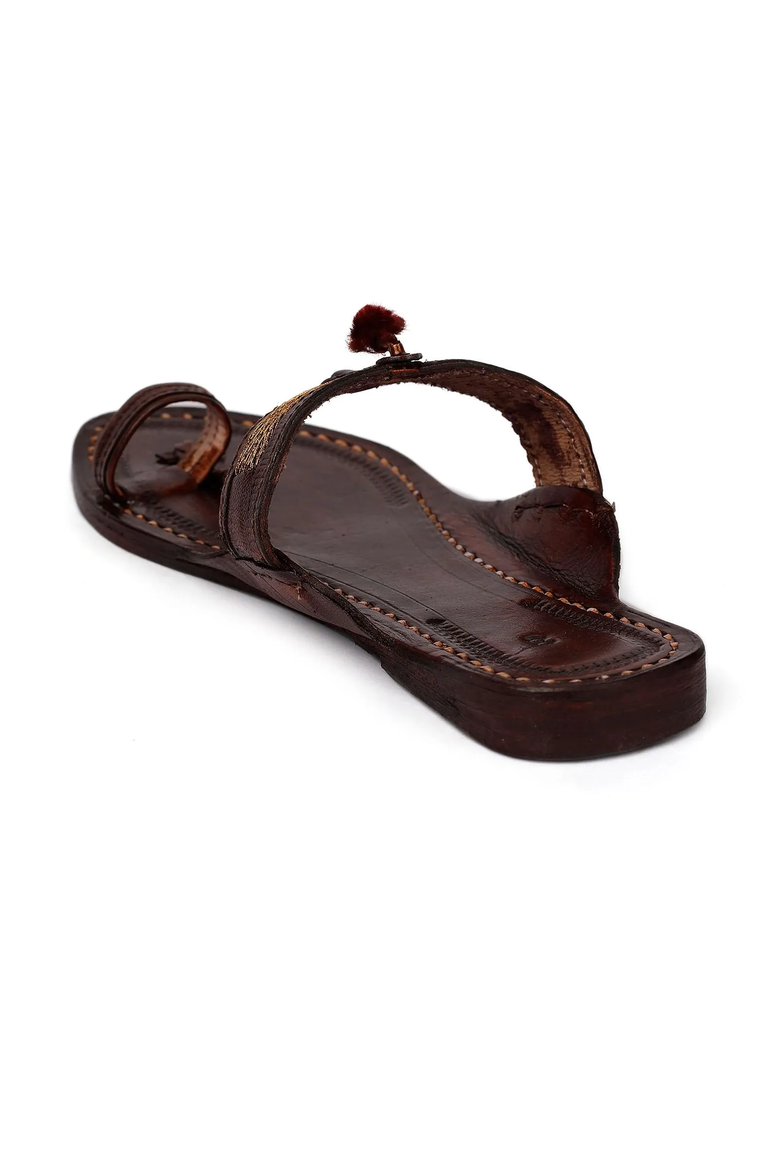 Umber Brown Pure Leather Kolhapuri Flats