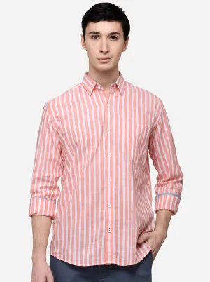 White & Orange Checked Tailored Fit Casual Shirt | JadeBlue