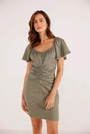 Willa Ruched Mini Dress | Khaki