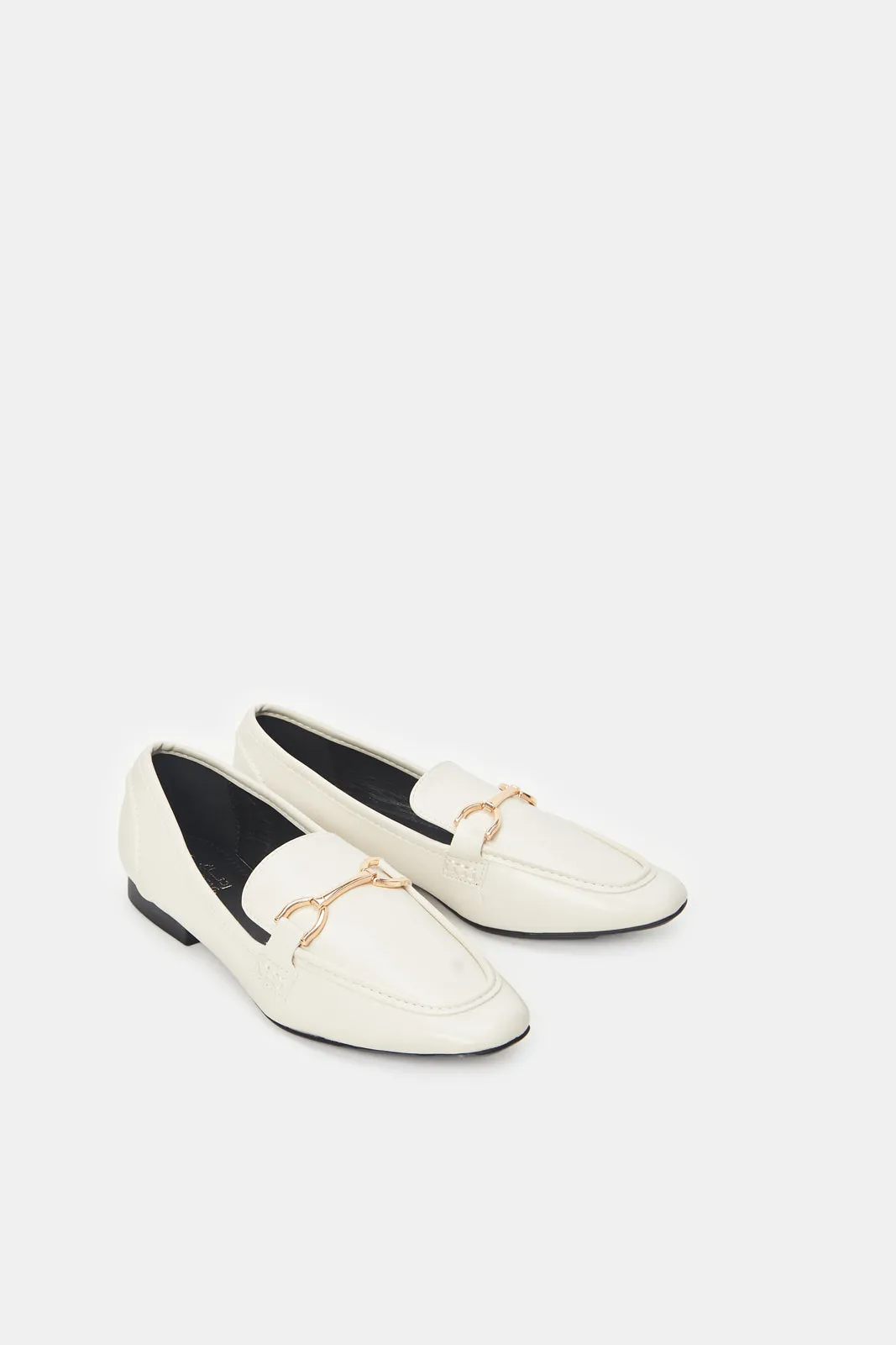 Women Ivory Loafer With Trim