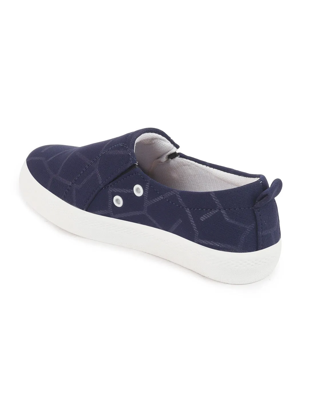 Women Navy Blue Casual Canvas Slip-On Loafers