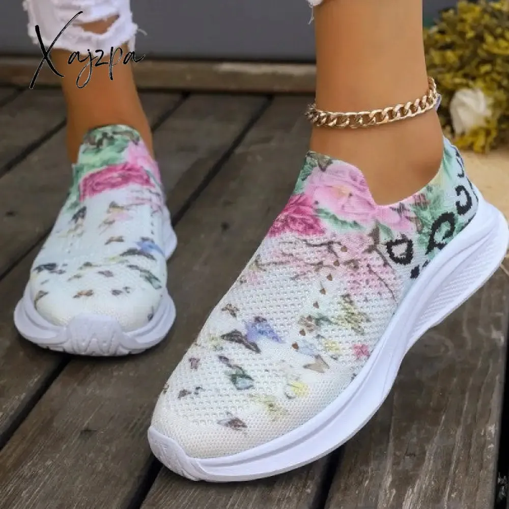 Xajzpa - White Casual Patchwork Printing Round Mesh Breathable Comfortable Out Door Shoes