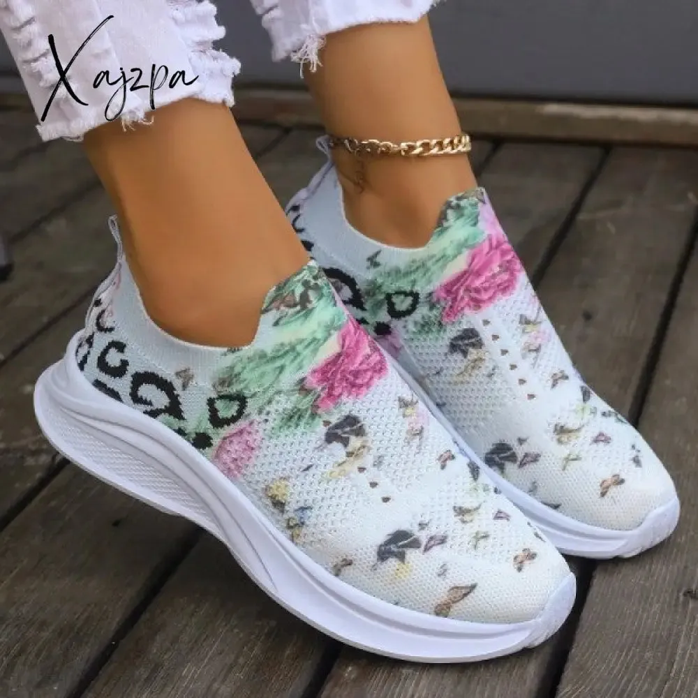 Xajzpa - White Casual Patchwork Printing Round Mesh Breathable Comfortable Out Door Shoes