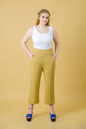 Yellow Ankle Length Women's Tummy Shaper Pants