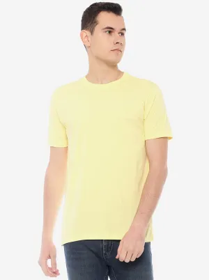 Yellow Solid Slim Fit T-Shirt | JadeBlue